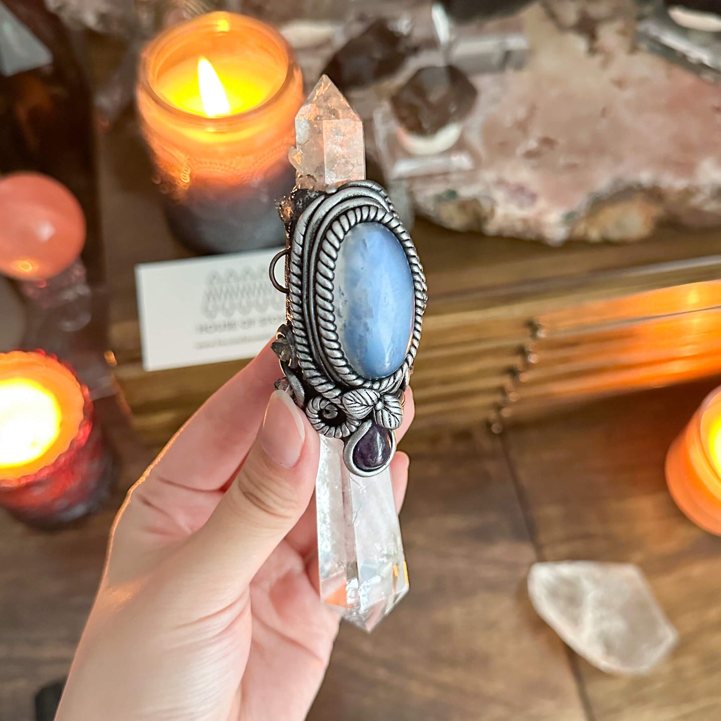 Handmade Natural Clear Quartz Pendant Necklace/Magic Herkimer Diamond Crystal Protection Pendant/Amulet Talisman Jewelry/Chakra/Altar Tool