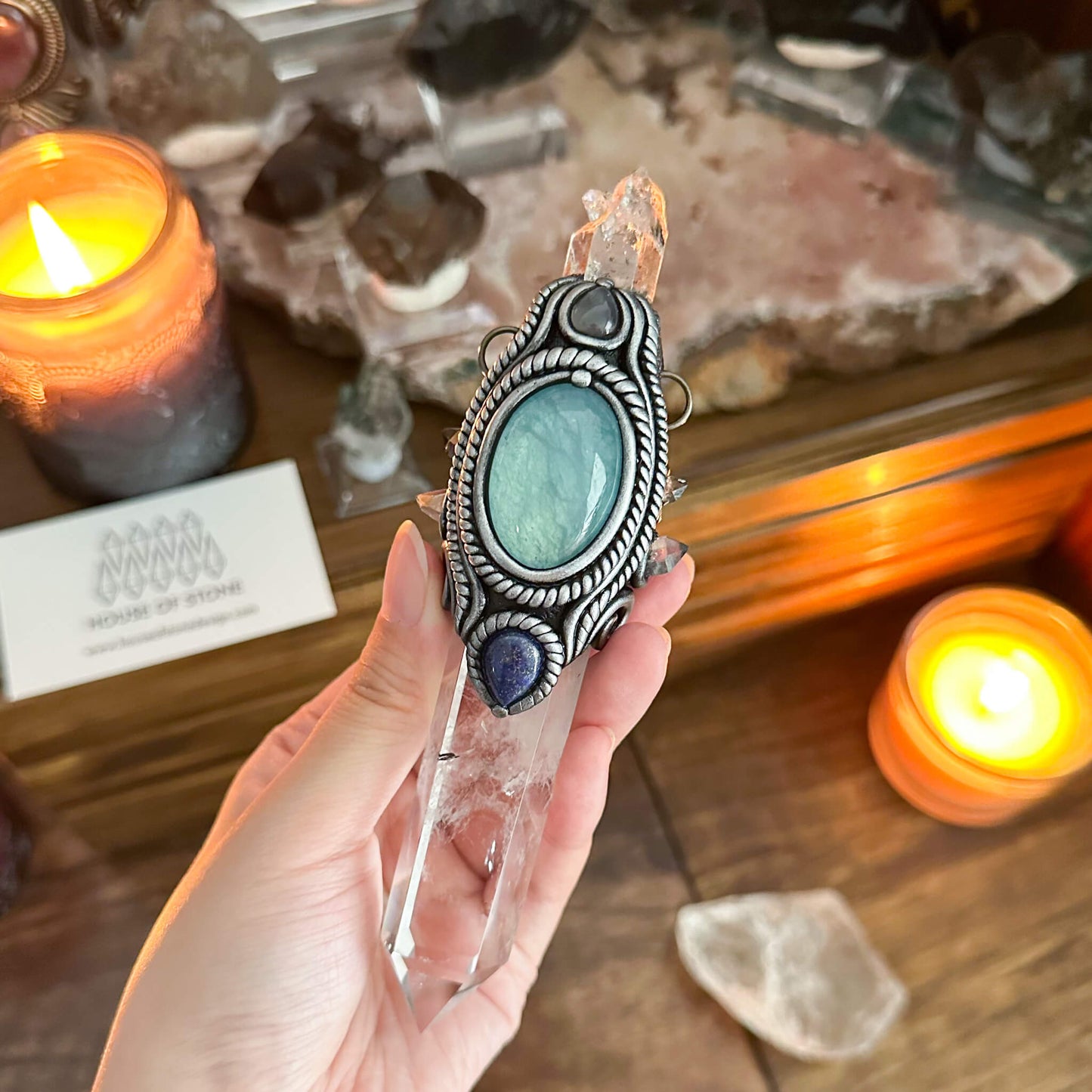 Handmade Natural Clear Quartz Pendant Necklace/Magic Herkimer Diamond Crystal Protection Pendant/Amulet Talisman Jewelry/Chakra/Altar Tool