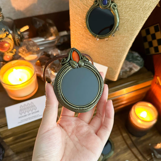 Handmade Natural Black Obsidian Pendant Necklace/Magic Obsidian Mirror Crystal Pendant/Scrying Mirror Talisman Protection Jewelry/Altar Tool