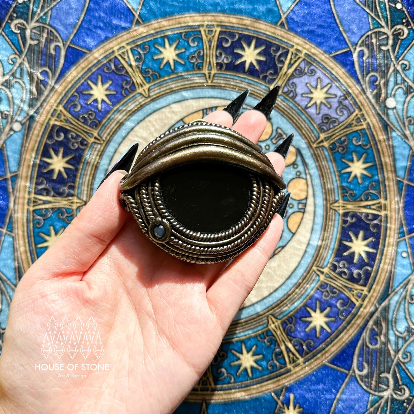 Handmade Natural Black Obsidian Pendant Necklace/Magic Obsidian Mirror Crystal Pendant/Scrying Mirror Protection Jewelry/Altar Tool