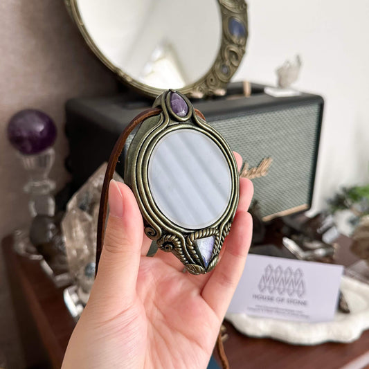 Handmade Natural Black Obsidian Pendant Necklace/Magic Obsidian Mirror Crystal Pendant/Scrying Mirror Talisman Protection Jewelry/Altar Tool