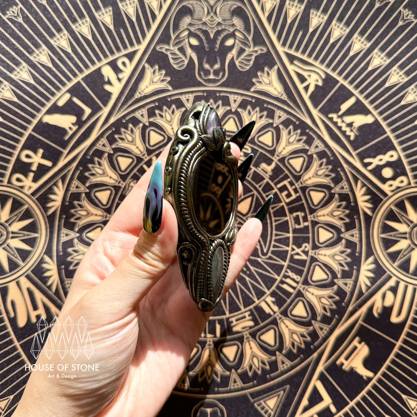 Handmade Natural Black Obsidian Pendant Necklace/Magic Obsidian Mirror Crystal Pendant/Scrying Mirror Labradorite Protection Jewelry/Altar Tool