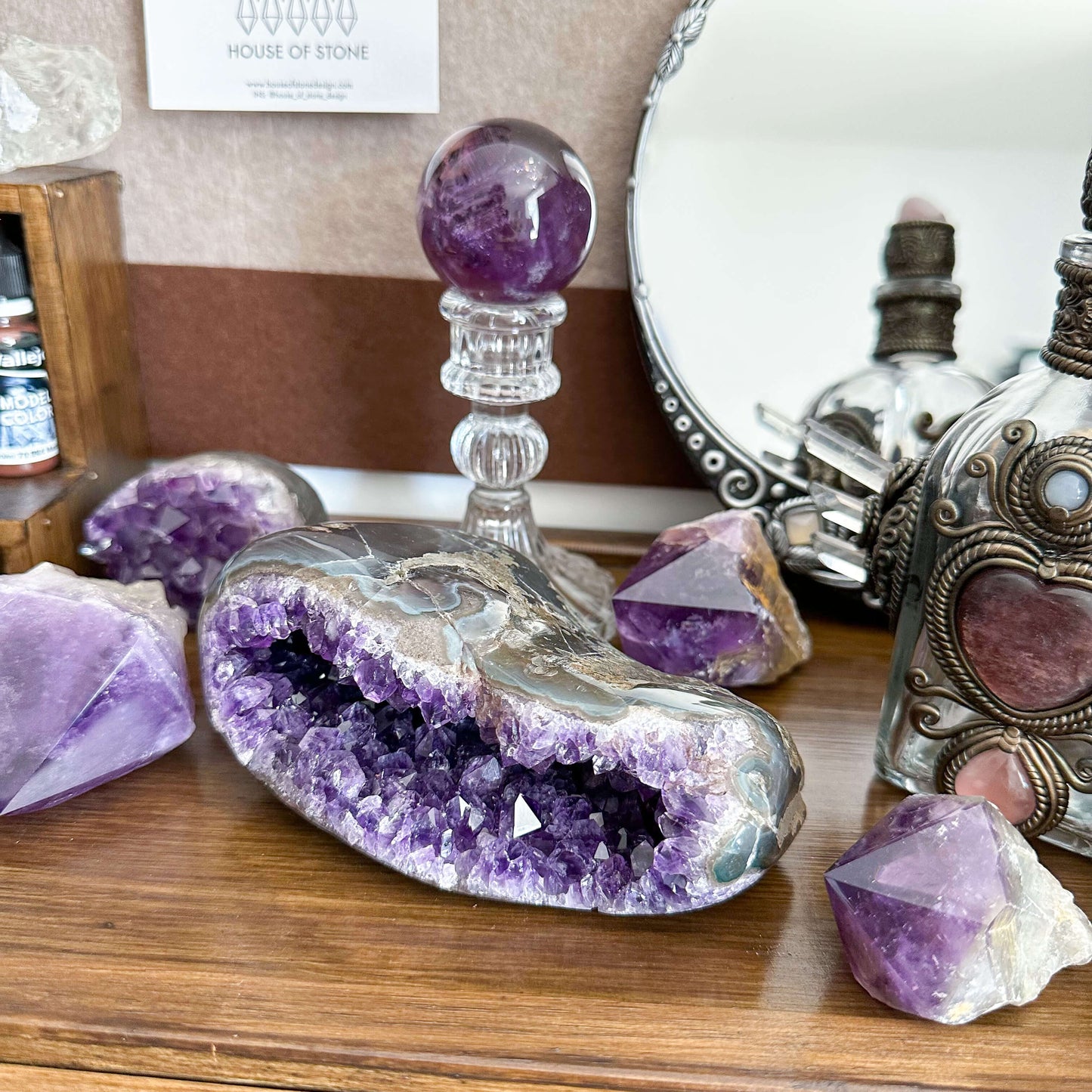 Natural Amethyst Geode Cluster/Large Raw Amethyst Agate Crystal Geode/Rainbow Amethyst Geode Cluster/Crown Chakra/Meditation Tool