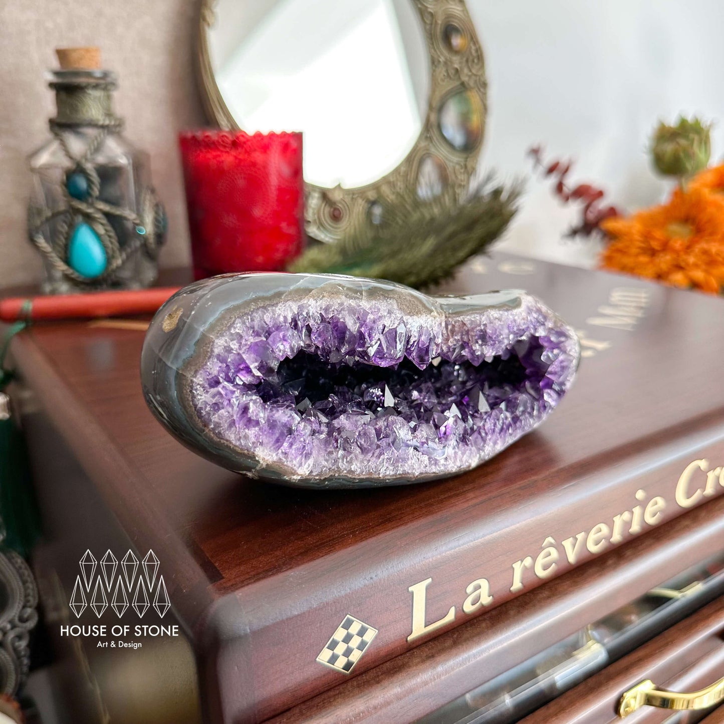 Natural Amethyst Geode Cluster/Large Raw Amethyst Agate Crystal Geode/Rainbow Amethyst Geode Cluster/Crown Chakra/Meditation Tool