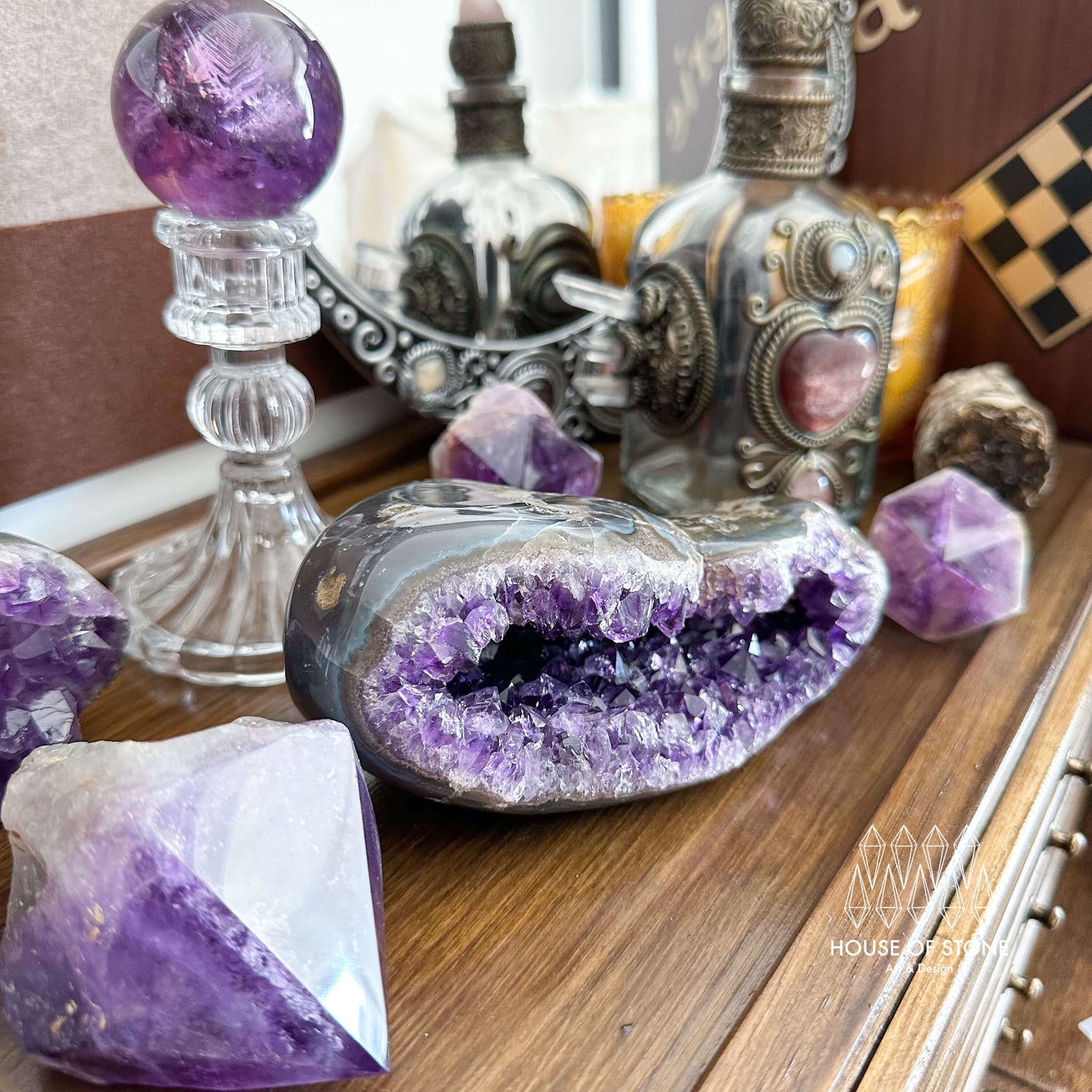 Natural Amethyst Geode Cluster/Large Raw Amethyst Agate Crystal Geode/Rainbow Amethyst Geode Cluster/Crown Chakra/Meditation Tool