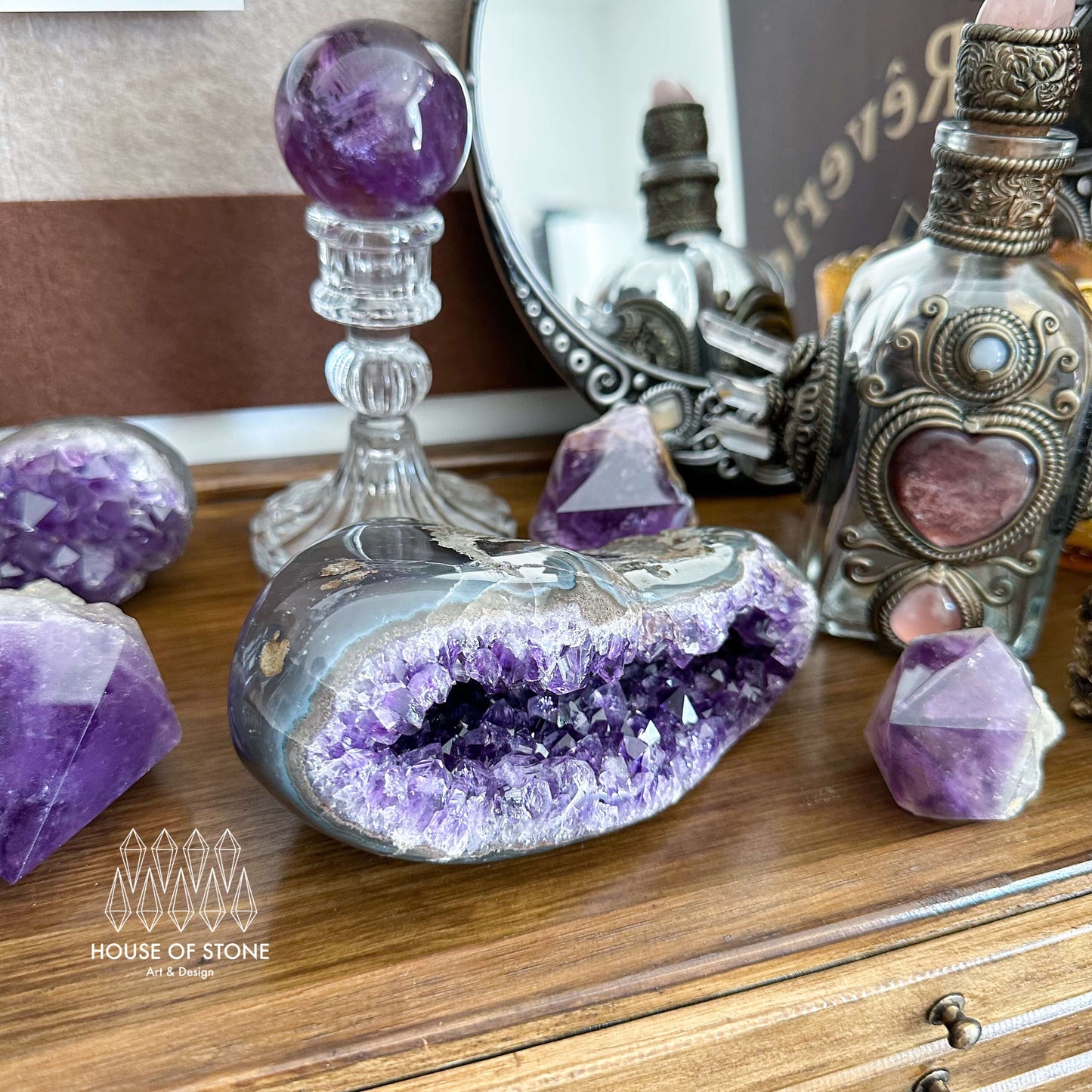 Natural Amethyst Geode Cluster/Large Raw Amethyst Agate Crystal Geode/Rainbow Amethyst Geode Cluster/Crown Chakra/Meditation Tool