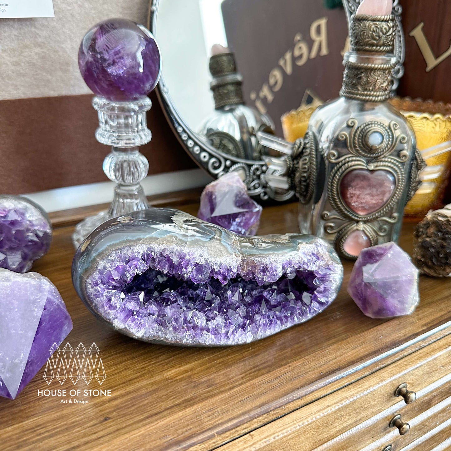 Natural Amethyst Geode Cluster/Large Raw Amethyst Agate Crystal Geode/Rainbow Amethyst Geode Cluster/Crown Chakra/Meditation Tool