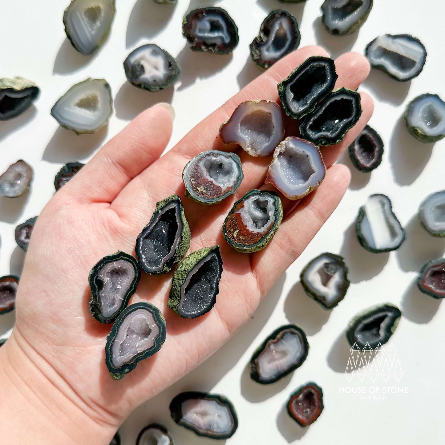 Natural Mini Agate Geode Pair | Small Tabasco Raw Crystal Geode, Druzy  Rainbow Mexico Geodes, Chakra, Meditation Tool