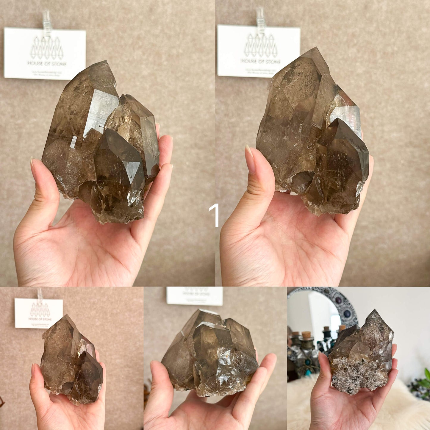 Alpine Mineral Smoky Quartz Point Cluster Specimen/Swiss Cluster Apls/Double Terminated Quartz Cluster
