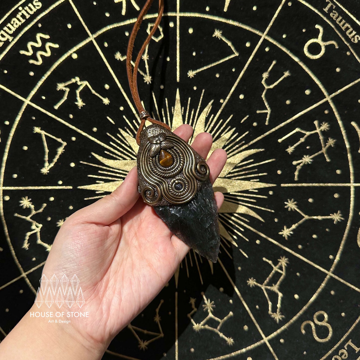 Natural Handmade Smoky Quartz Arrowhead Pendant Necklace/Magic Crystal Double-sided Pendant/Labradorite Amethyst Jewelry/Chakra/Altar Tool