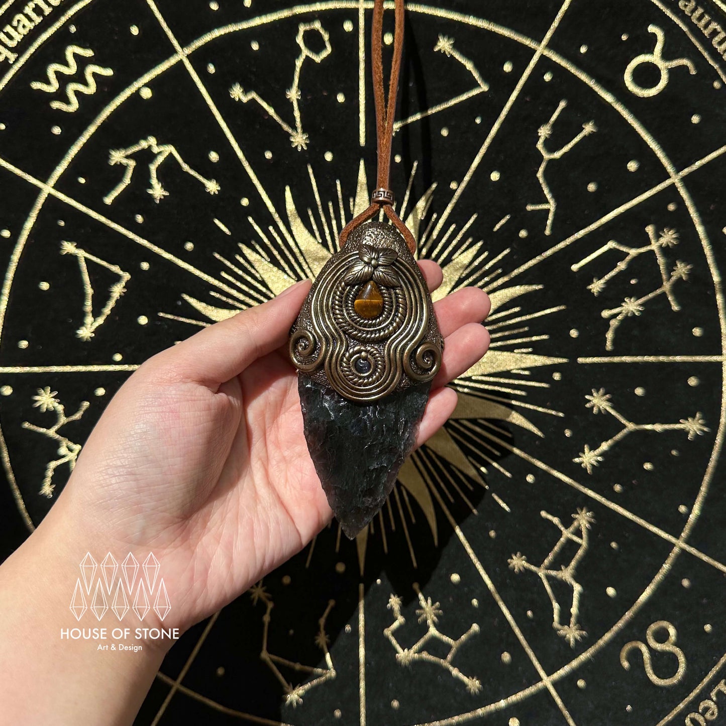 Natural Handmade Smoky Quartz Arrowhead Pendant Necklace/Magic Crystal Double-sided Pendant/Labradorite Amethyst Jewelry/Chakra/Altar Tool