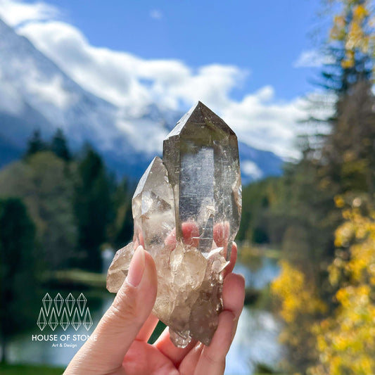 Alpine Mineral Smoky Quartz Point Specimen/Swiss Tower Apls/Double Terminated Quartz Points3