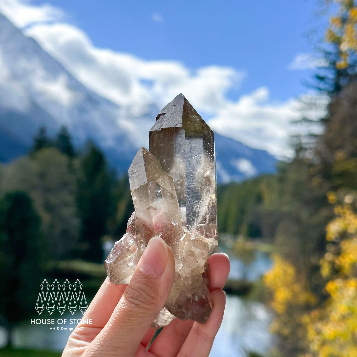 Alpine Mineral Smoky Quartz Point Specimen/Swiss Tower Apls/Double Terminated Quartz Points3