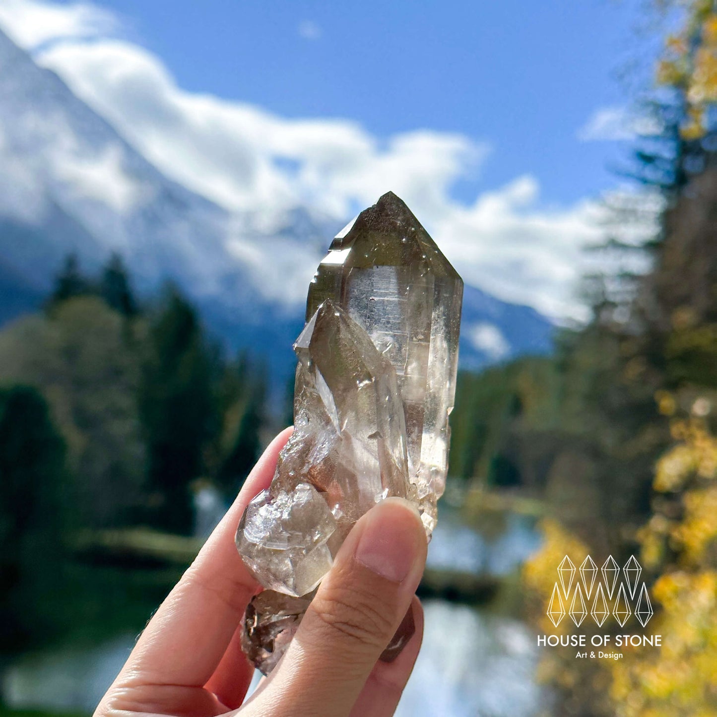 Alpine Mineral Smoky Quartz Point Specimen/Swiss Tower Apls/Double Terminated Quartz Points3