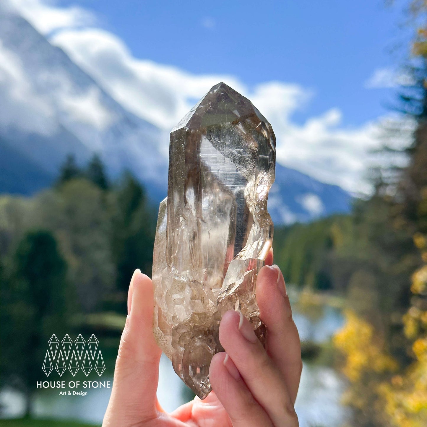 Alpine Mineral Smoky Quartz Point Specimen/Swiss Tower Apls/Double Terminated Quartz Points3
