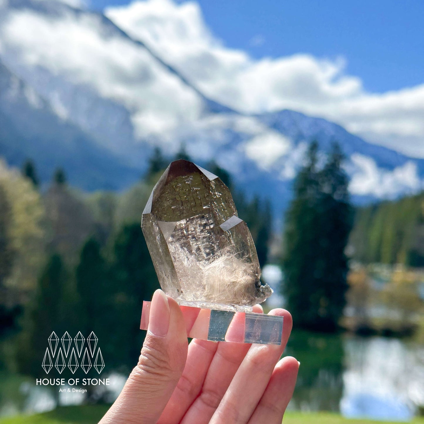 Alpine Mineral Smoky Quartz Point Specimen/Swiss Tower Apls/Double Terminated Quartz Points4