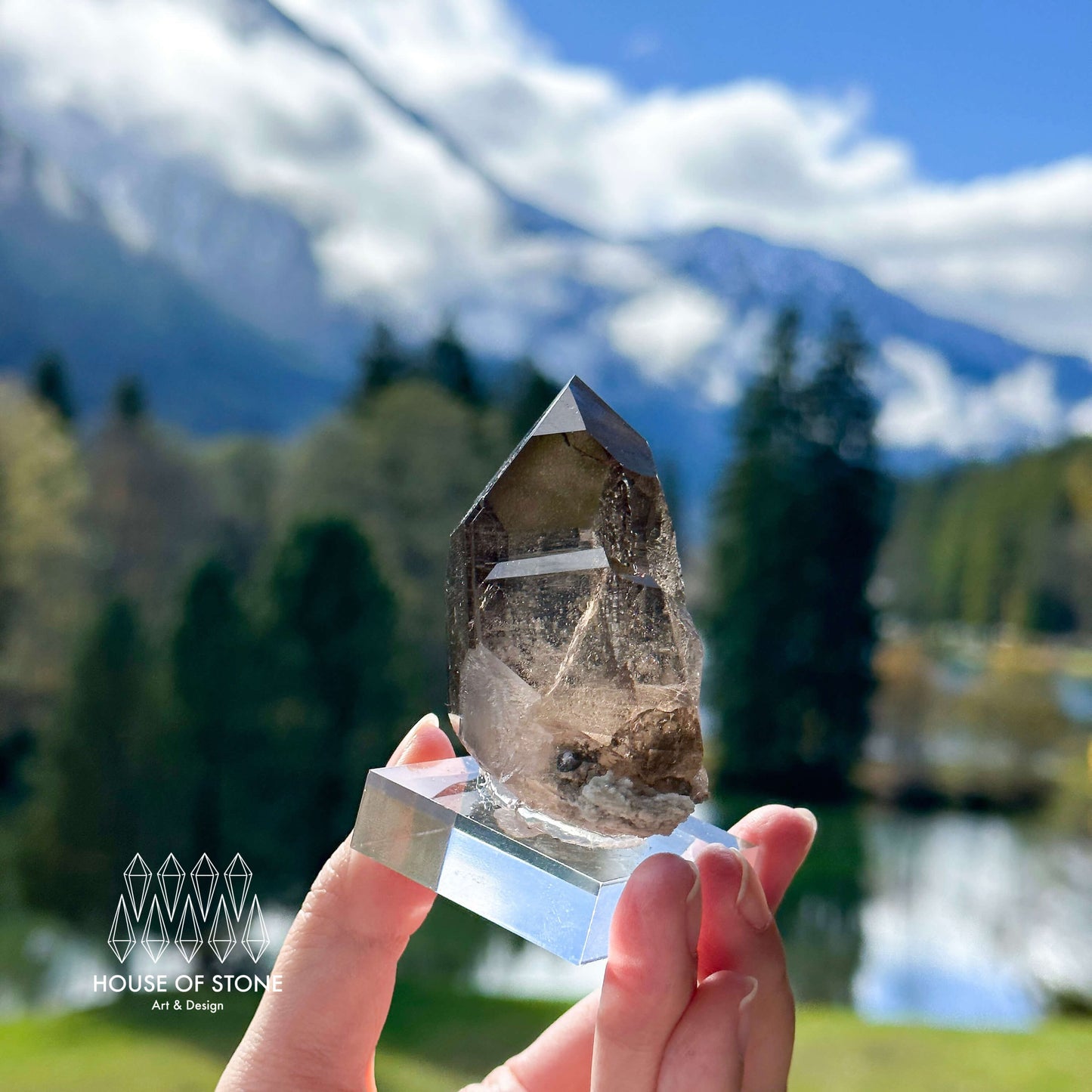 Alpine Mineral Smoky Quartz Point Specimen/Swiss Tower Apls/Double Terminated Quartz Points4