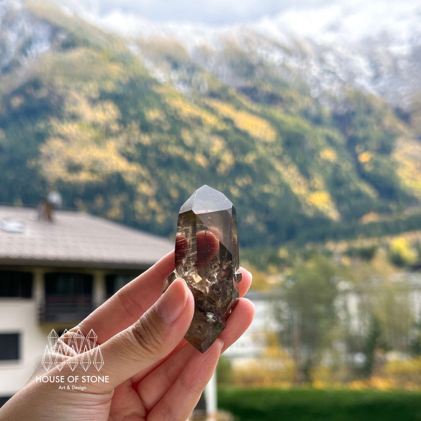 Alpine Mineral Smoky Quartz Point Specimen/Swiss Tower Apls/Double Terminated Quartz Points2