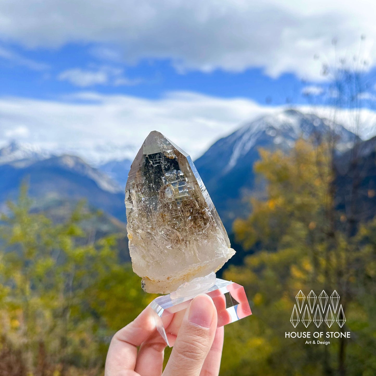 Swiss Tessin Smoky Quartz Point Specimen/Switzerland Ticino Tower/Alpine Mineral/Apls Double Terminated Quartz/Smoky Quartz Cluster