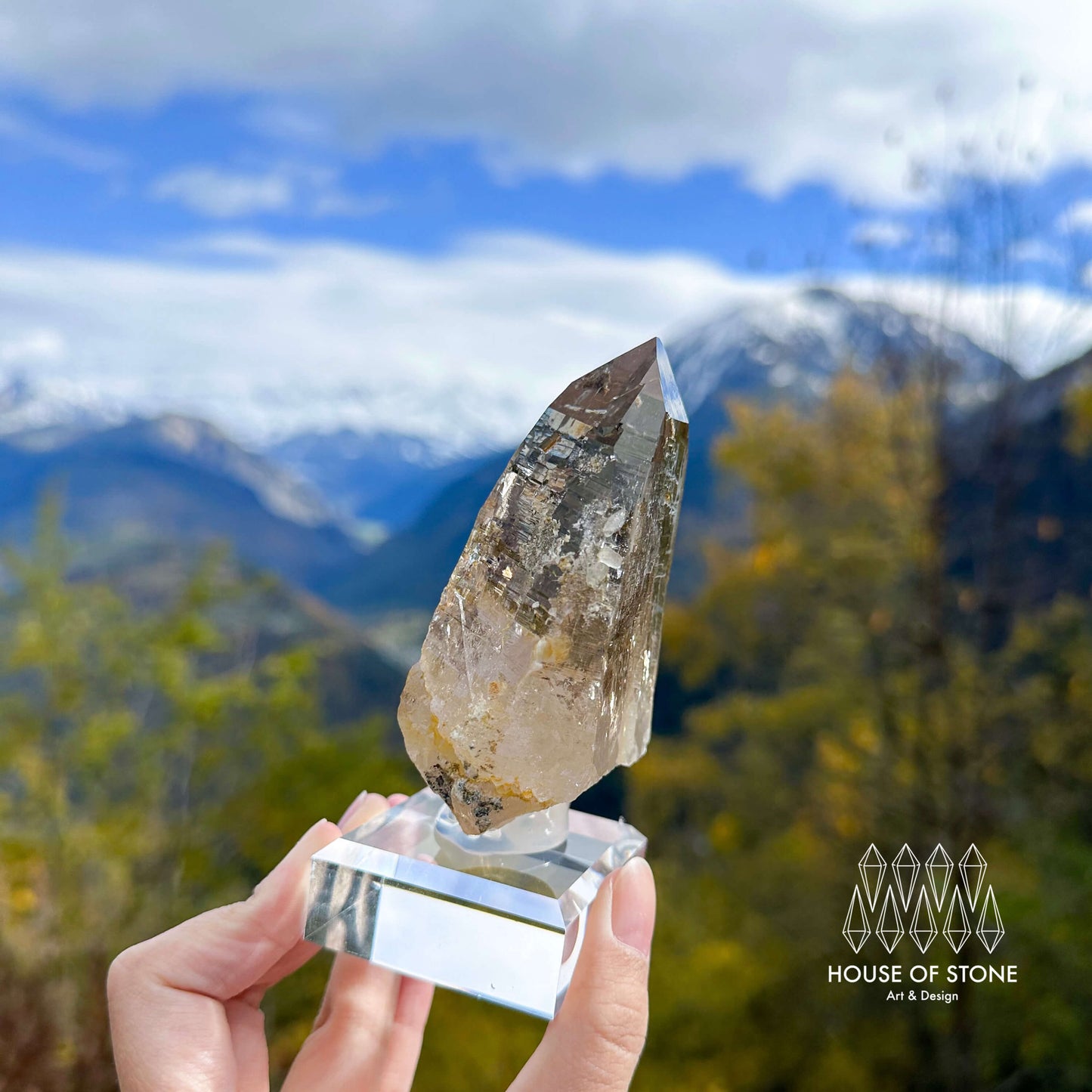 Swiss Tessin Smoky Quartz Point Specimen/Switzerland Ticino Tower/Alpine Mineral/Apls Double Terminated Quartz/Smoky Quartz Cluster