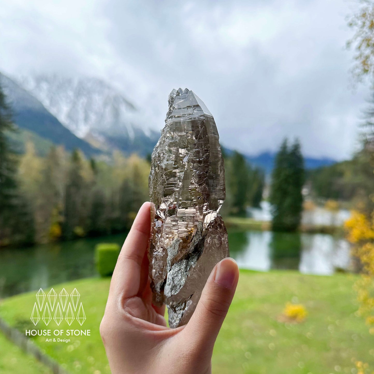 Large Swiss Tessin Smoky Quartz Point Specimen/Switzerland Ticino Tower/Alpine Mineral/Apls Double Terminated Quartz/Smoky Quartz Cluster