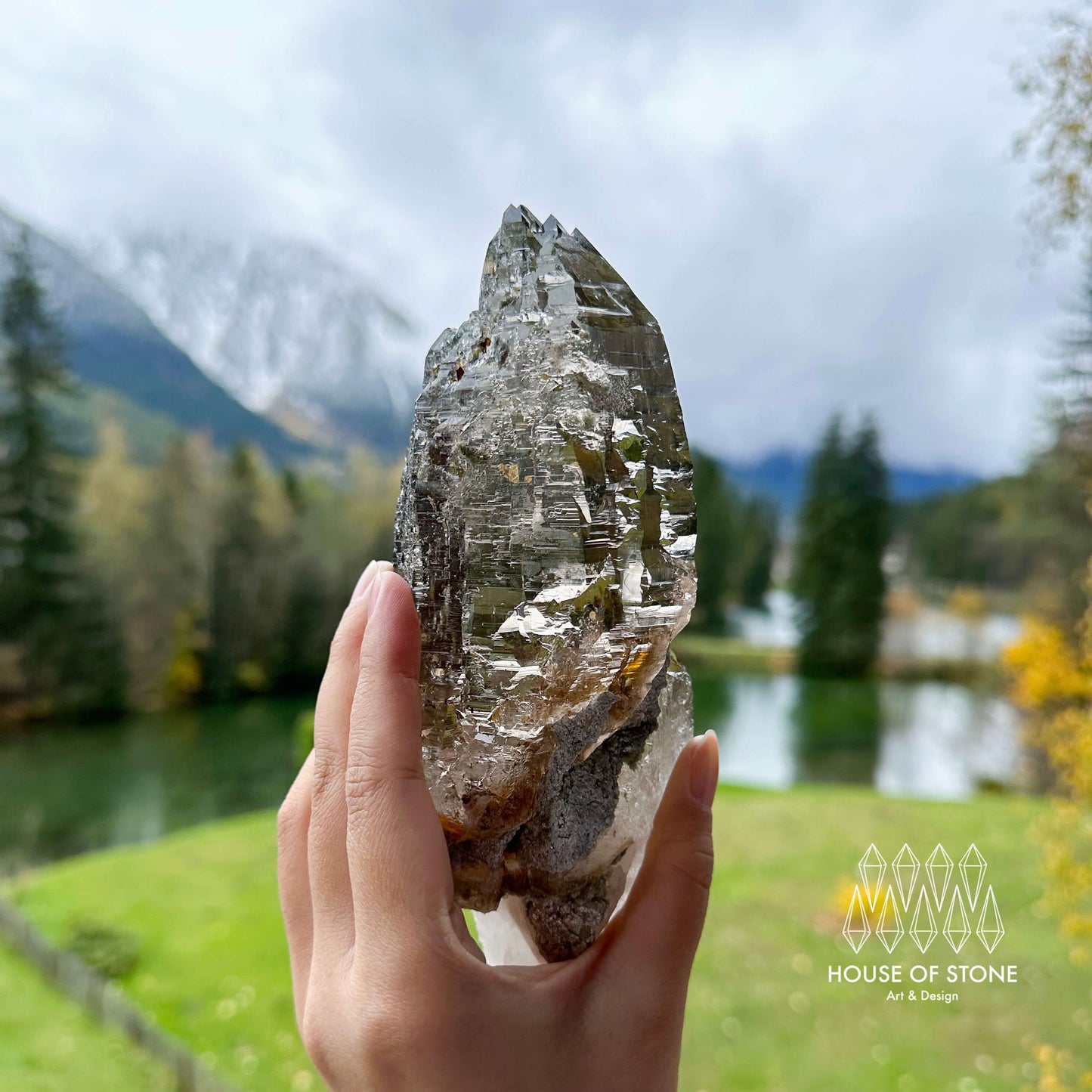 Large Swiss Tessin Smoky Quartz Point Specimen/Switzerland Ticino Tower/Alpine Mineral/Apls Double Terminated Quartz/Smoky Quartz Cluster
