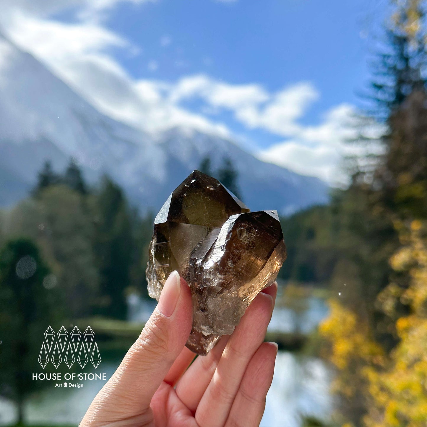 Alpine Mineral Smoky Quartz Point Cluster Specimen/Swiss Cluster Apls/Double Terminated Quartz Cluster2