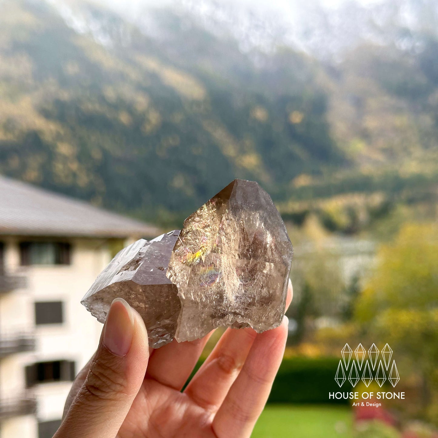 Alpine Mineral Smoky Quartz Floater Point Cluster Specimen/Swiss Cluster Apls/Double Terminated Quartz Cluster4