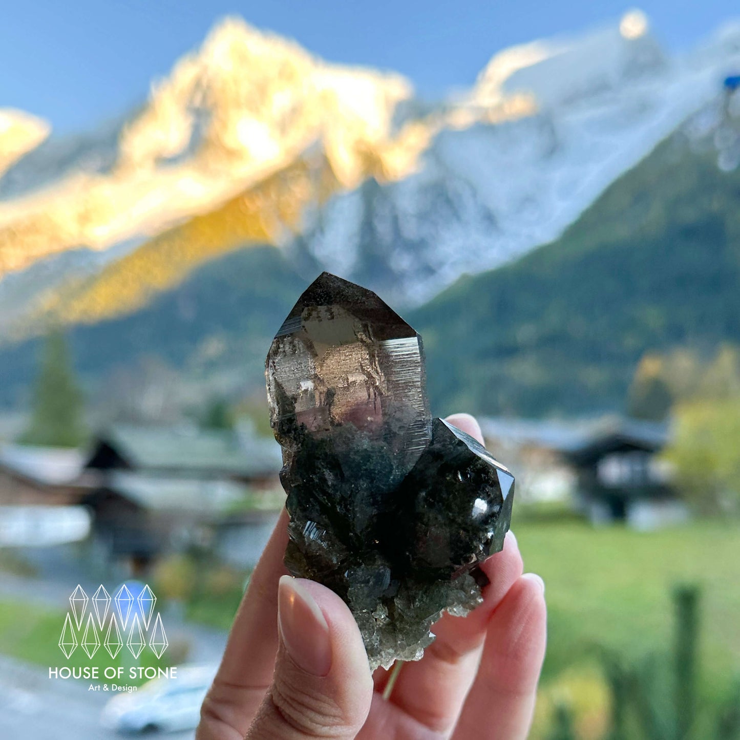 Alpine Mineral Dark Smoky Quartz Point Cluster Specimen/Small Swiss Cluster Apls/Double Terminated Quartz Cluster5