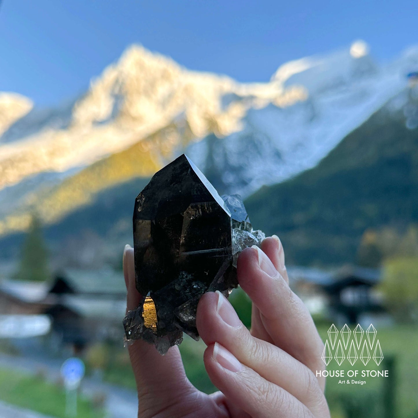 Alpine Mineral Dark Smoky Quartz Point Cluster Specimen/Small Swiss Cluster Apls/Double Terminated Quartz Cluster3