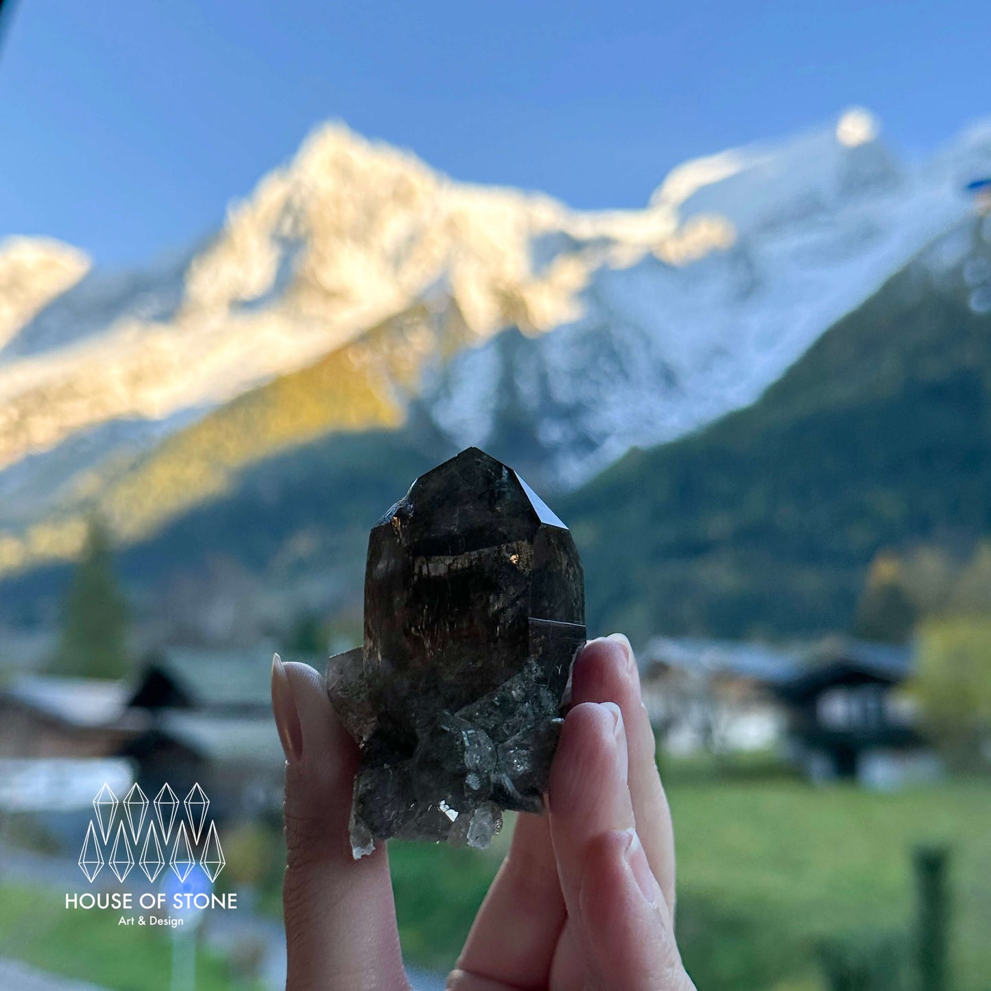 Alpine Mineral Dark Smoky Quartz Point Cluster Specimen/Small Swiss Cluster Apls/Double Terminated Quartz Cluster3