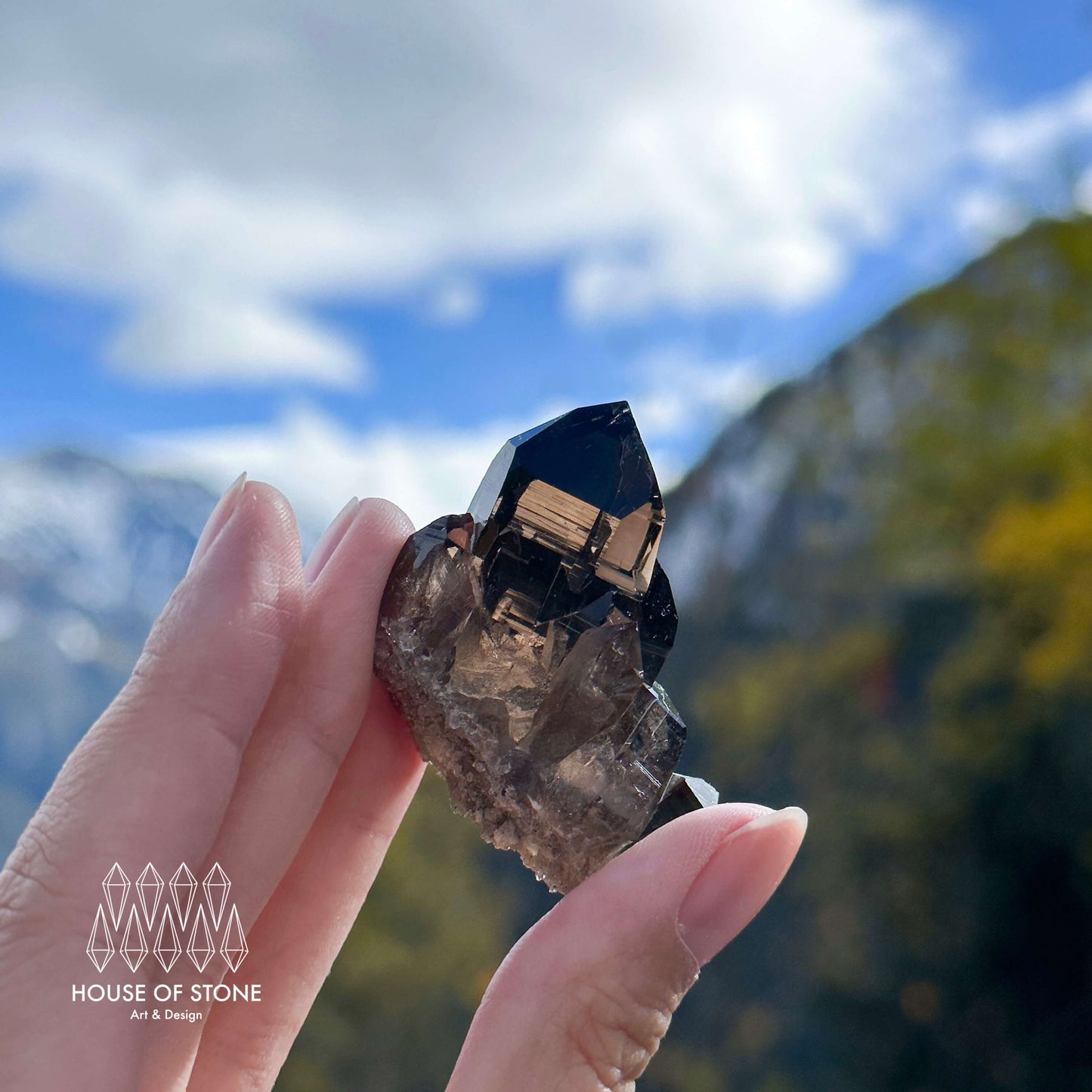 Alpine Mineral Morion Smoky Quartz Point Cluster Specimen/Small Swiss Cluster Apls/Double Terminated Quartz Cluster4