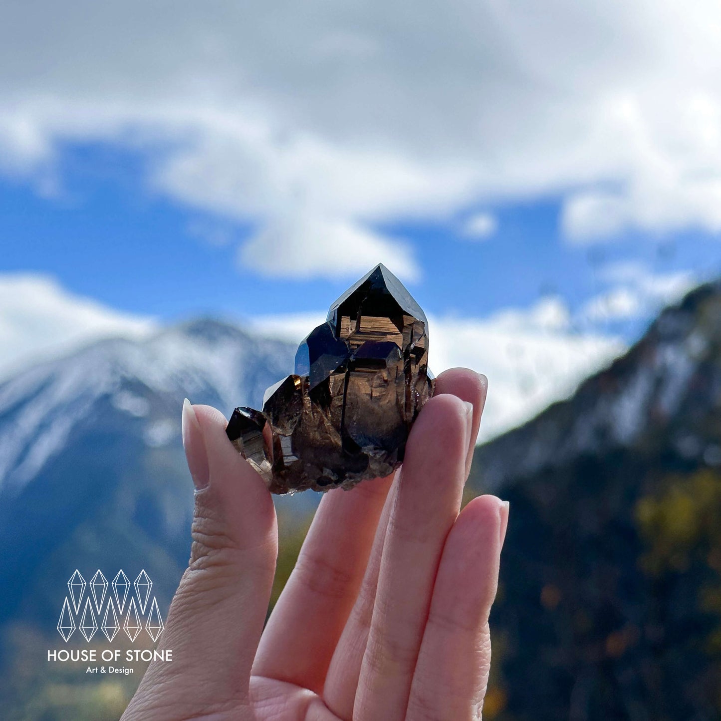 Alpine Mineral Morion Smoky Quartz Point Cluster Specimen/Small Swiss Cluster Apls/Double Terminated Quartz Cluster4