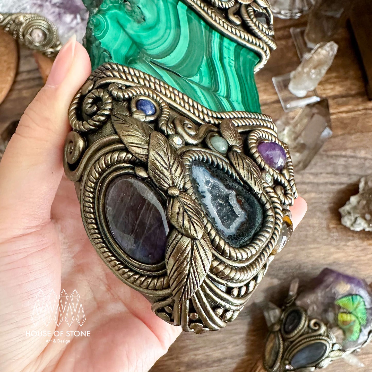 Handmade Natural Malachite Crystal Wall Hanging Decor/Spiritual Window Interior Room Hangings/Christmas Crystal Door Hanging
