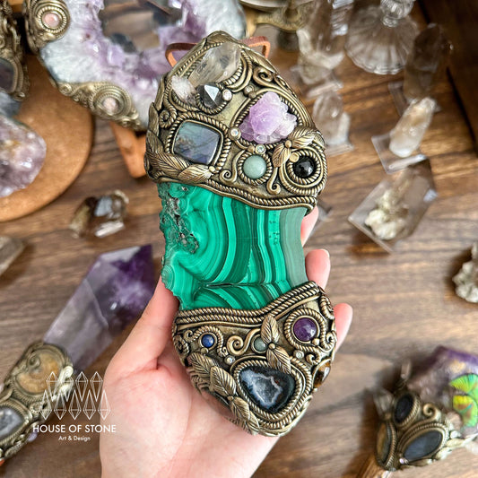 Handmade Natural Malachite Crystal Wall Hanging Decor/Spiritual Window Interior Room Hangings/Christmas Crystal Door Hanging