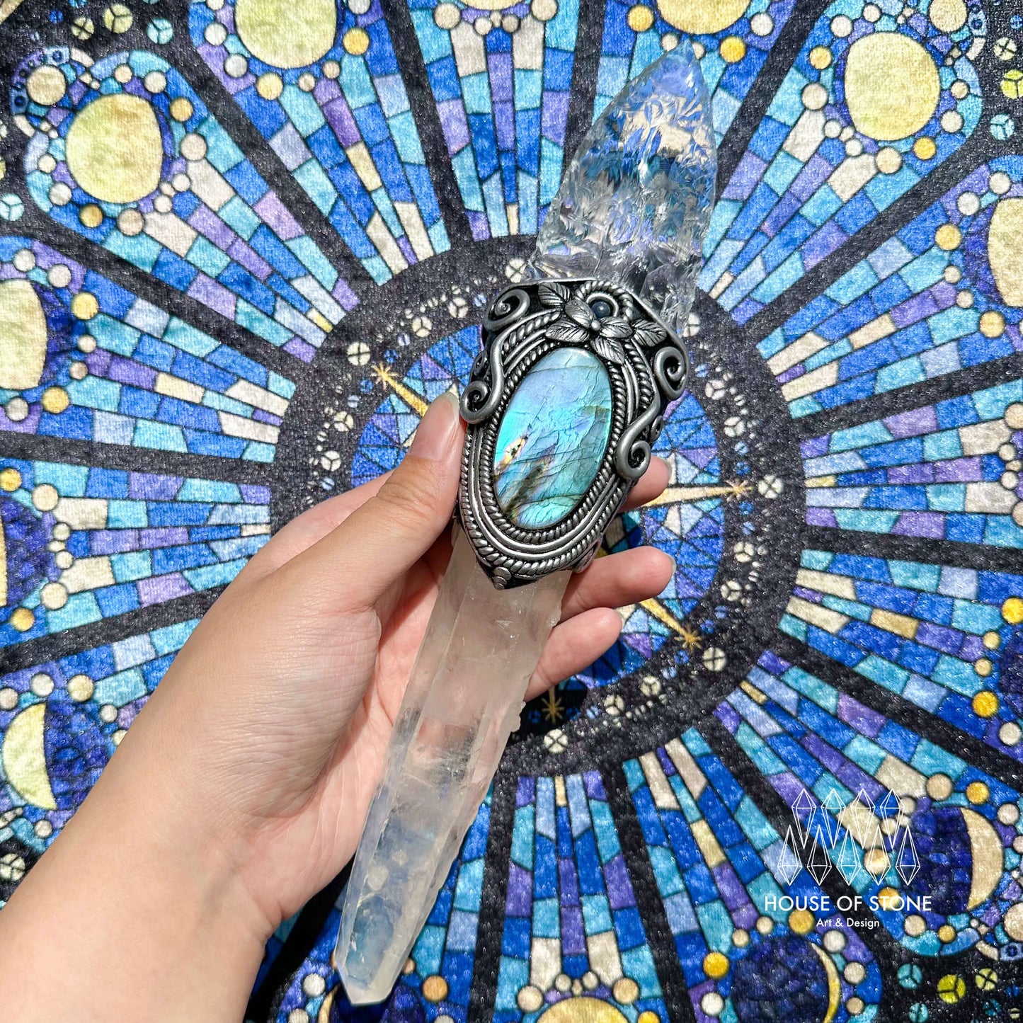 Natural Handmade Clear Quartz Wand/Magic Clear Lemurian Quartz Witch Crystal Wand/Labradorite Amethyst Wand/Chakra/Manifest Altar Tool