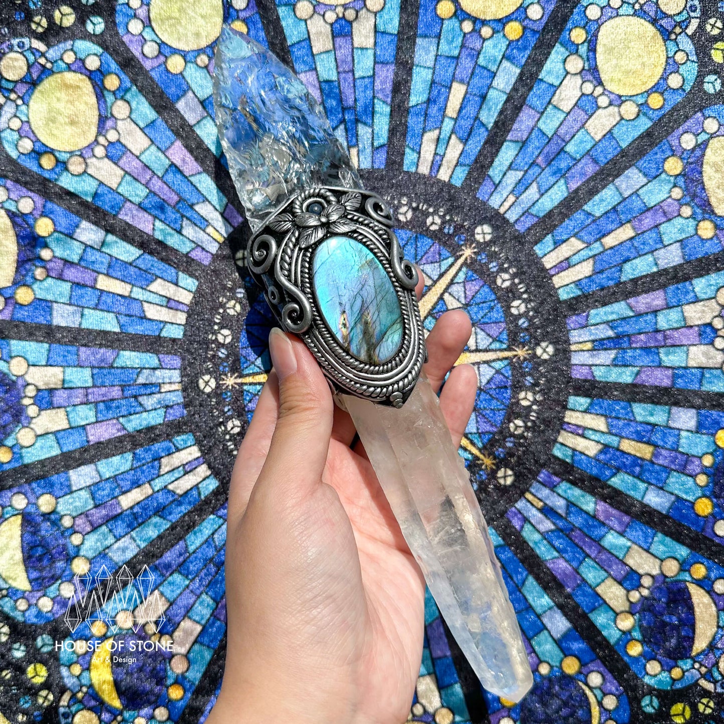 Natural Handmade Clear Quartz Wand/Magic Clear Lemurian Quartz Witch Crystal Wand/Labradorite Amethyst Wand/Chakra/Manifest Altar Tool