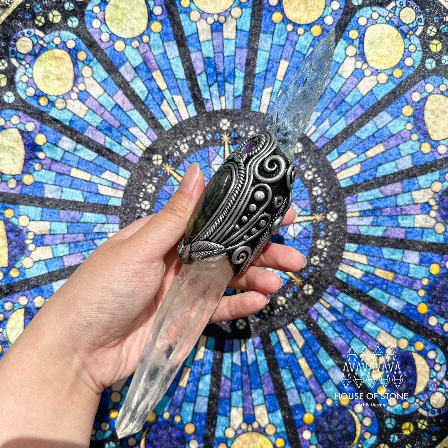 Natural Handmade Clear Quartz Wand/Magic Clear Lemurian Quartz Witch Crystal Wand/Labradorite Amethyst Wand/Chakra/Manifest Altar Tool