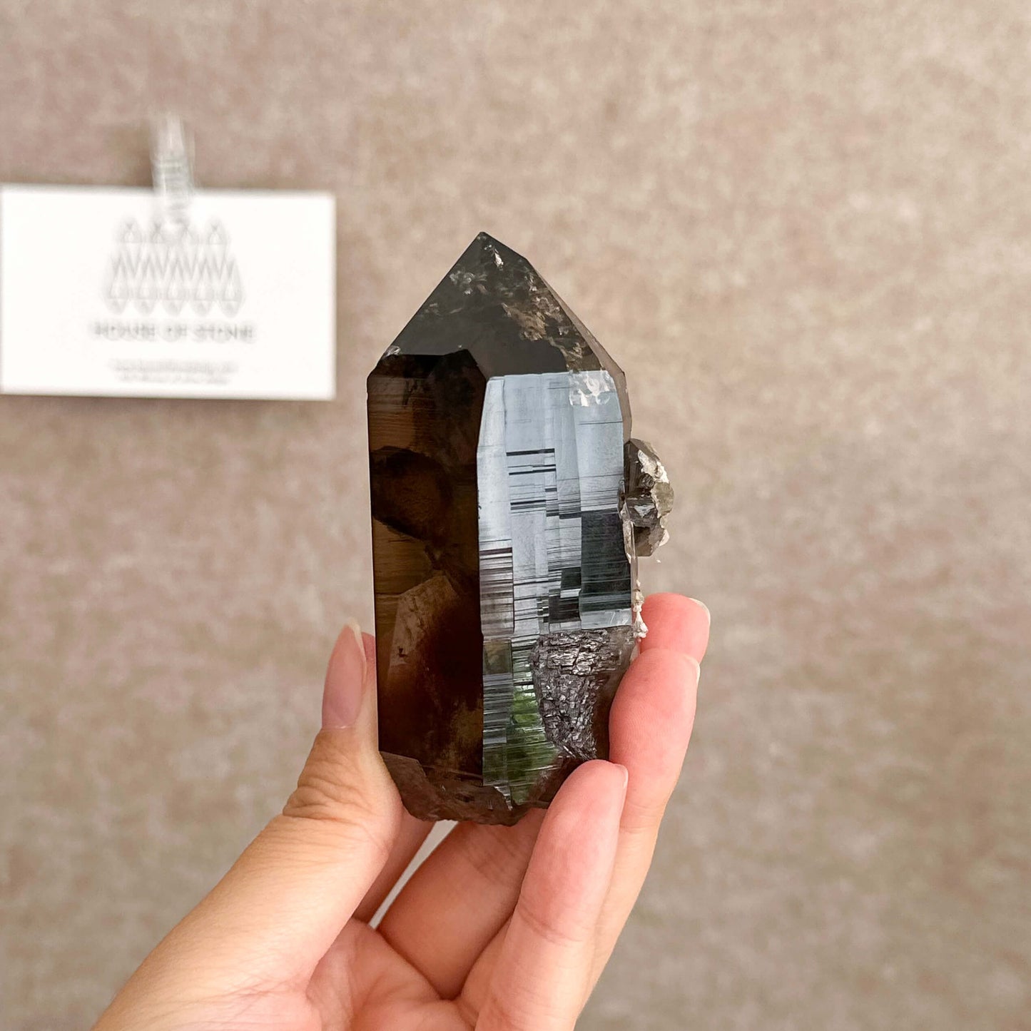 Alpine Mineral Smoky Quartz Point Specimen/Swiss Tower Apls/Double Terminated Quartz Points with Chlorite