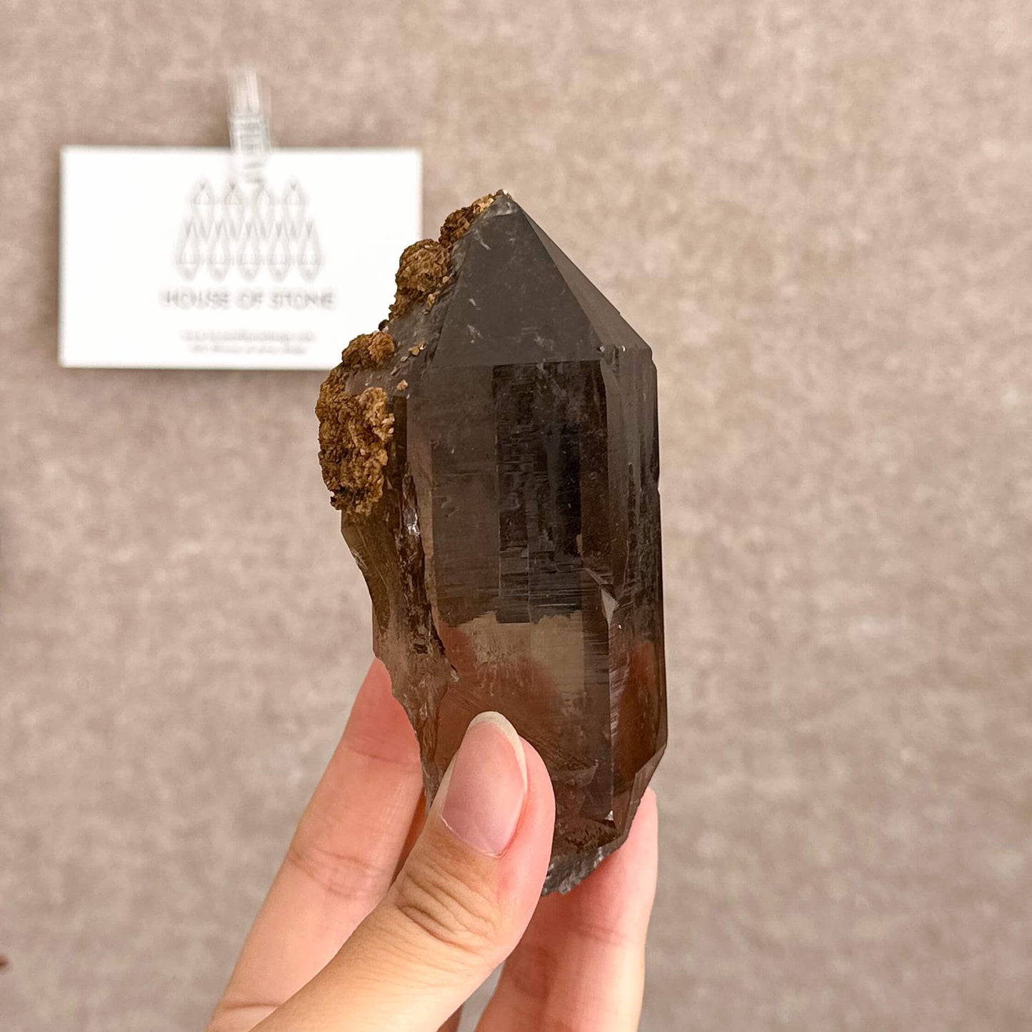 Alpine Mineral Smoky Quartz Point Specimen/Swiss Tower Apls/Double Terminated Quartz Points with Limonite