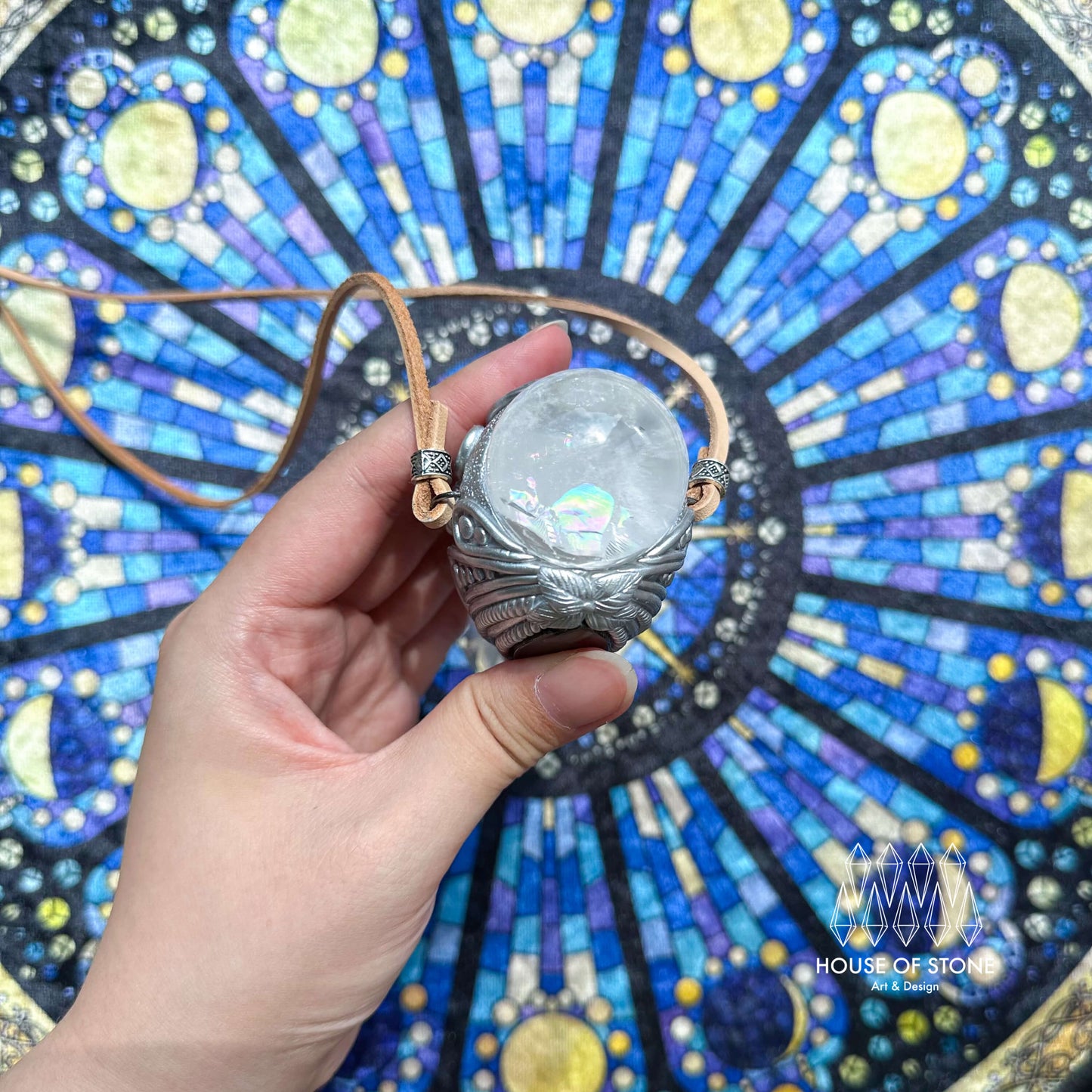 Natural Handmade Clear Quartz Pendant Necklace/Magic Quartz Crystal Double-sided Pendant/Labradorite Amethyst Jewelry/Chakra/Altar Tool