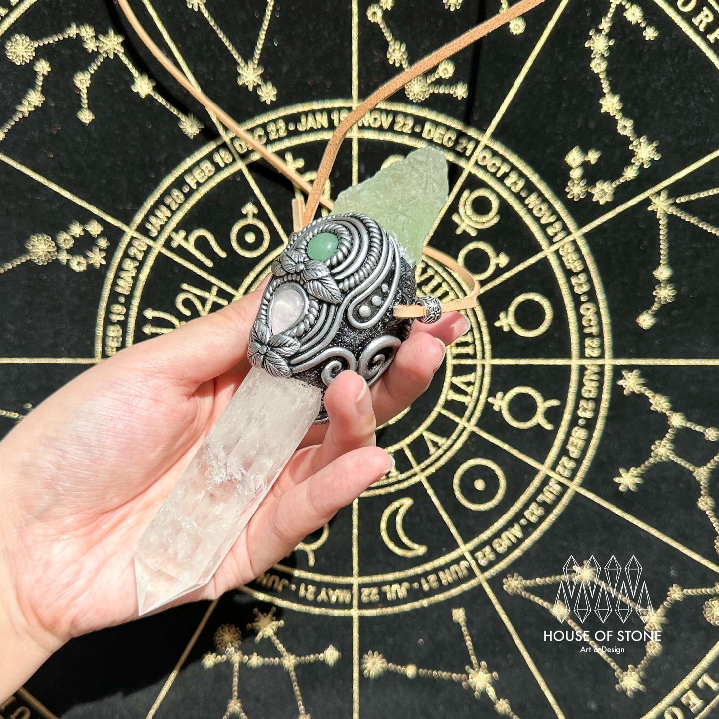 Natural Handmade Clear Quartz Pendant Necklace/Magic Fluorite Crystal Double-sided Pendant/Labradorite Amethyst Jewelry/Chakra/Altar Tool