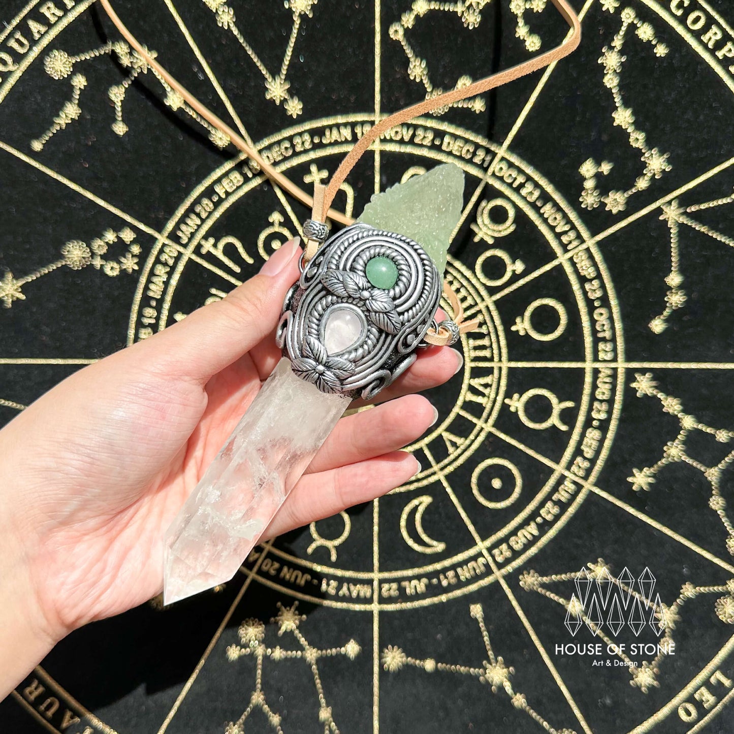 Natural Handmade Clear Quartz Pendant Necklace/Magic Fluorite Crystal Double-sided Pendant/Labradorite Amethyst Jewelry/Chakra/Altar Tool