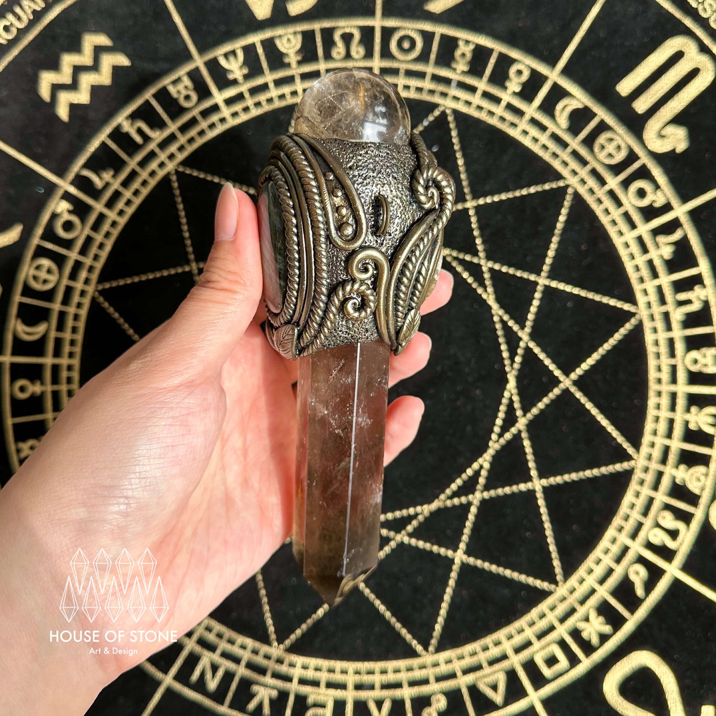 Handmade Natural Smoky Quartz Pendant Necklace/Magic Crystal Pendant/Ammonite Necklace/Talisman Jewelry/Root Chakra/Manifest Altar Tool