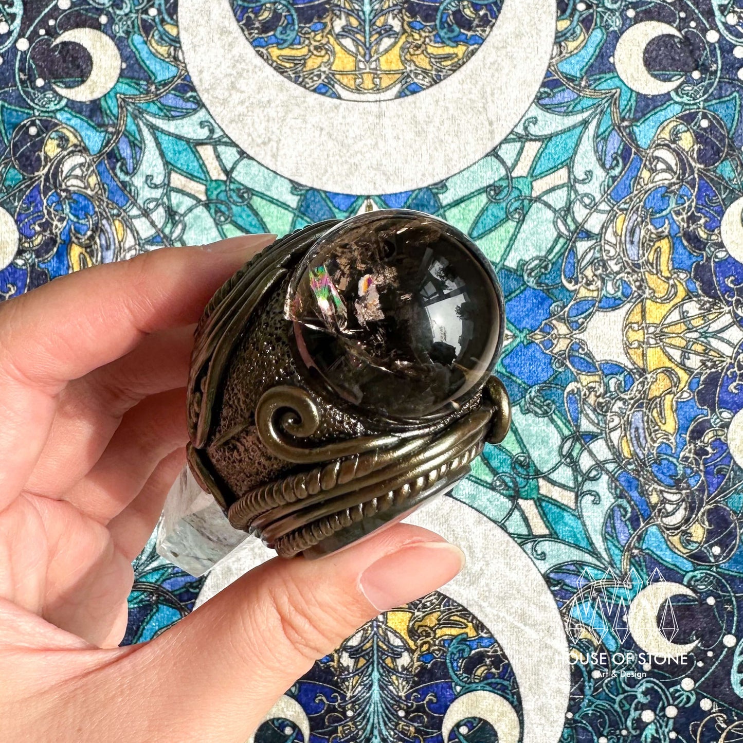 Handmade Natural Clear Quartz Pendant Necklace/Magic Smoky Quartz Crystal Protection Pendant/Obsidian Labradorite Jewelry/Chakra/Altar Tool