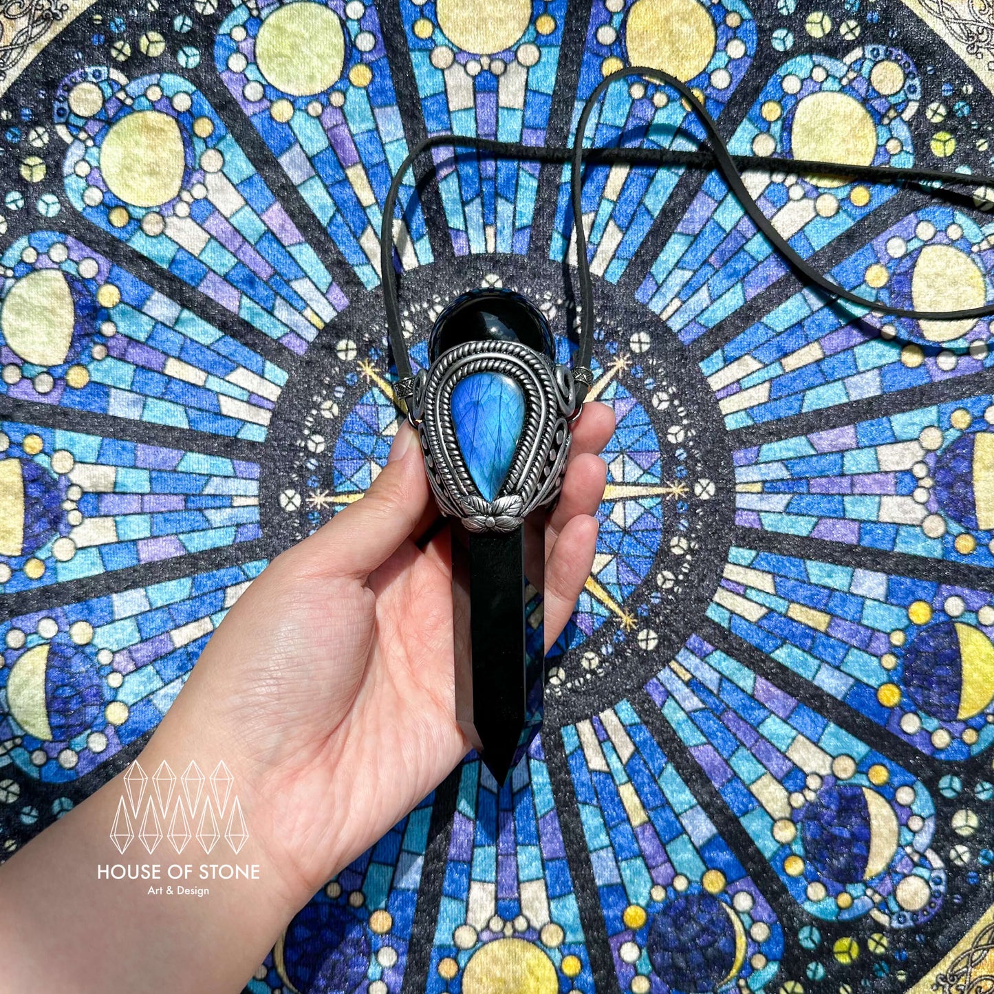 Natural Handmade Black Obsidian Pendant Necklace/Magic Gold Sheen Obsidian Crystal Pendant/Labradorite Amethyst Jewelry/Chakra/Altar Tool