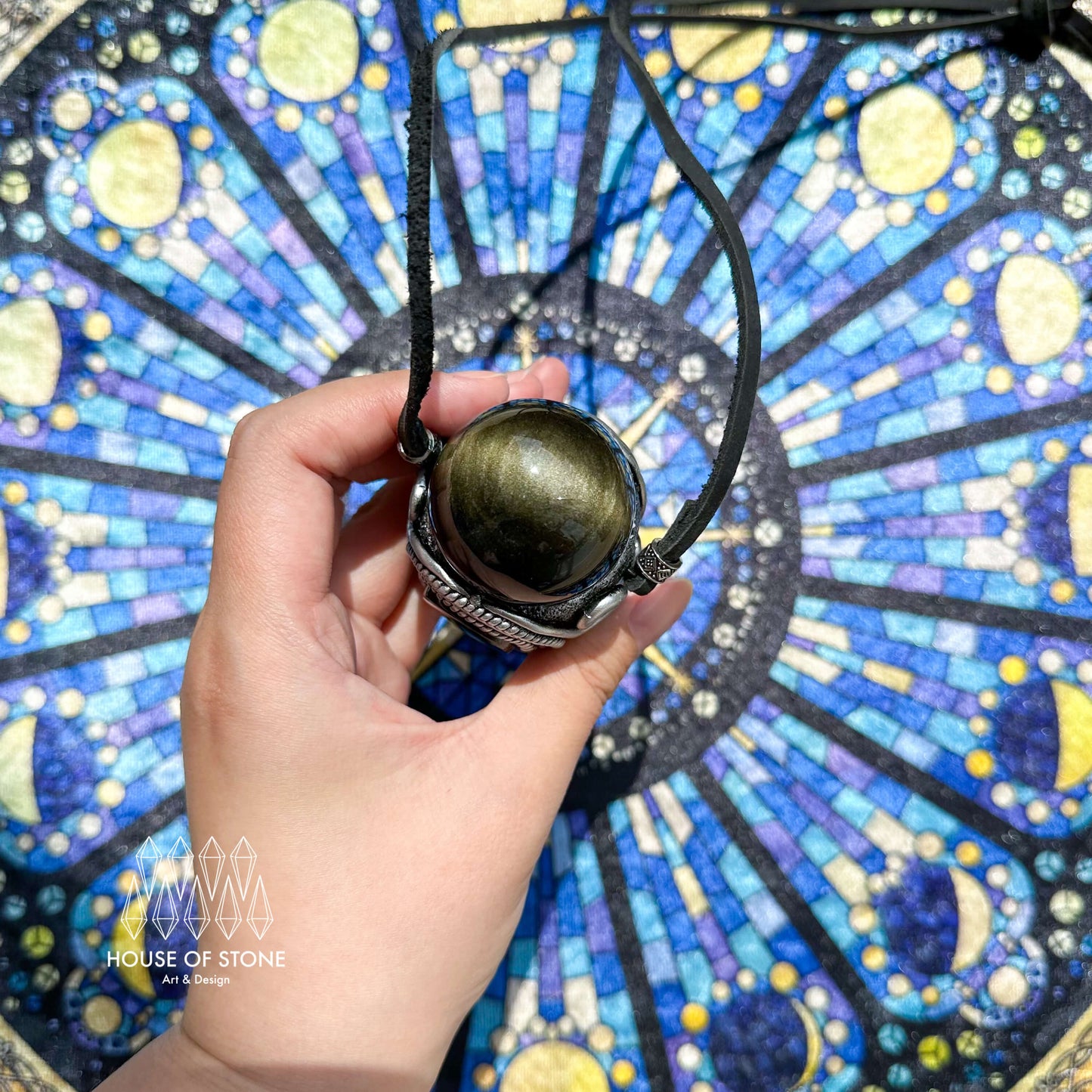 Natural Handmade Black Obsidian Pendant Necklace/Magic Gold Sheen Obsidian Crystal Pendant/Labradorite Amethyst Jewelry/Chakra/Altar Tool