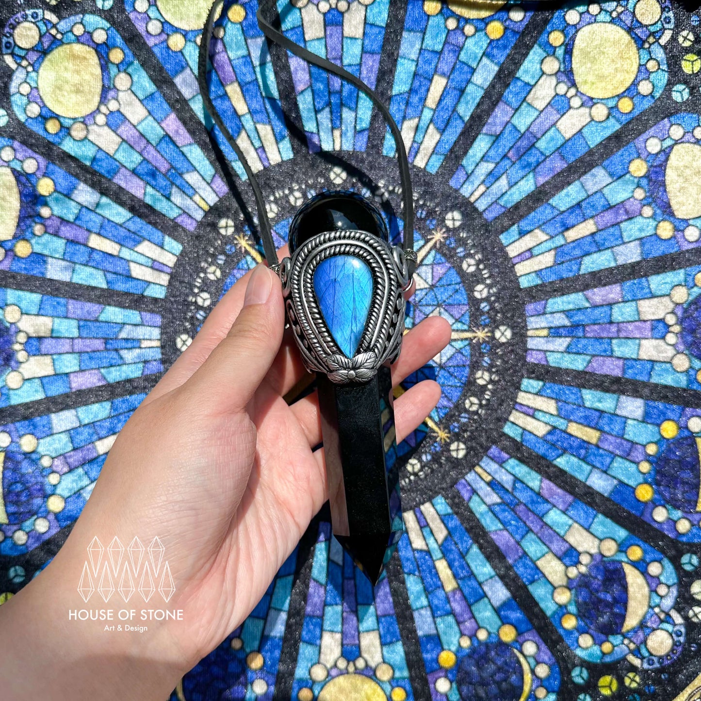 Natural Handmade Black Obsidian Pendant Necklace/Magic Gold Sheen Obsidian Crystal Pendant/Labradorite Amethyst Jewelry/Chakra/Altar Tool