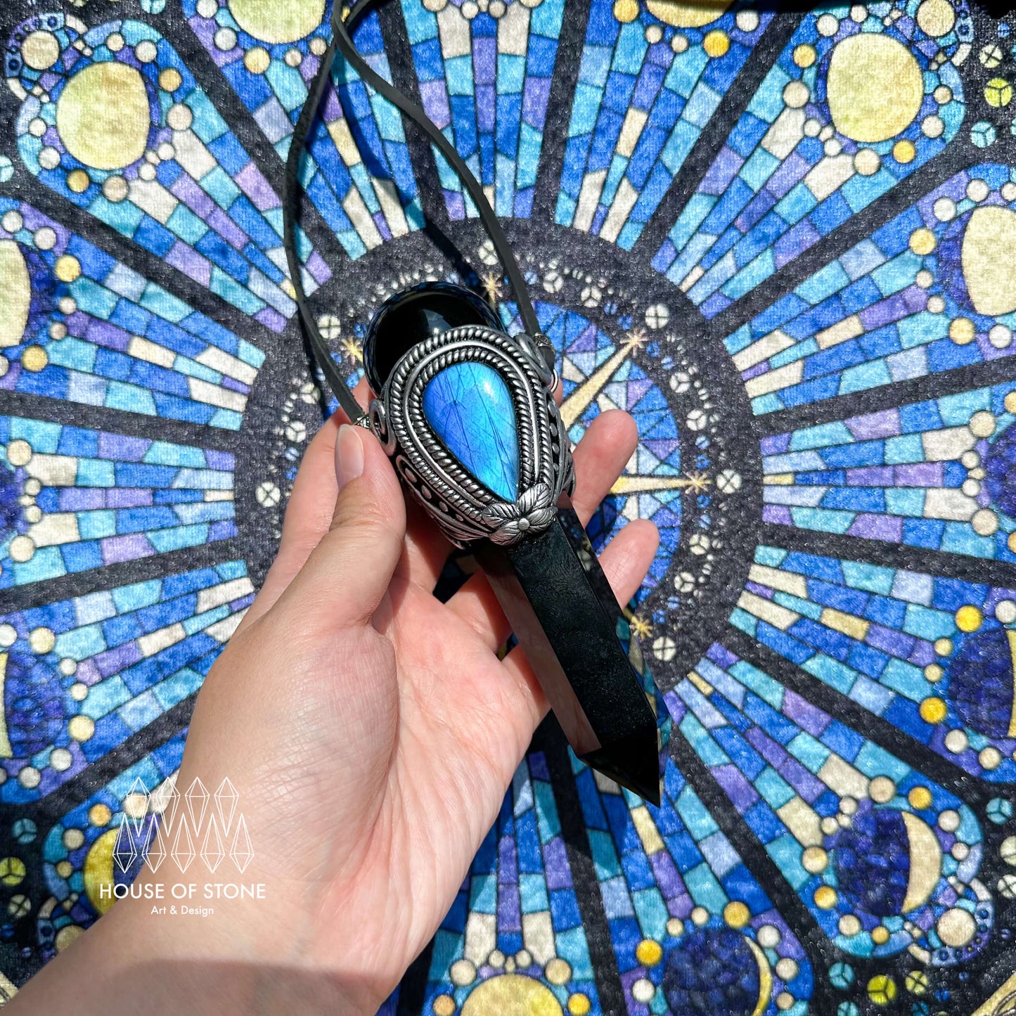 Natural Handmade Black Obsidian Pendant Necklace/Magic Gold Sheen Obsidian Crystal Pendant/Labradorite Amethyst Jewelry/Chakra/Altar Tool