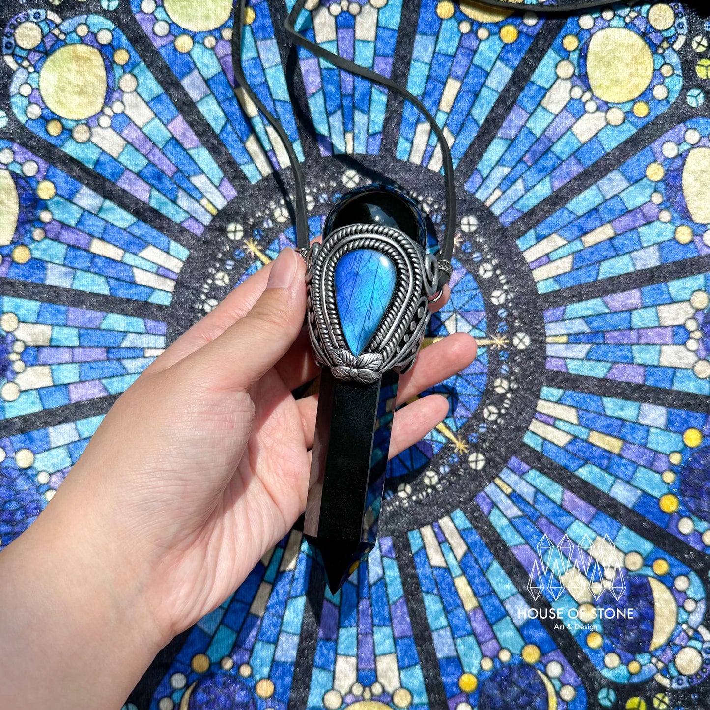 Natural Handmade Black Obsidian Pendant Necklace/Magic Gold Sheen Obsidian Crystal Pendant/Labradorite Amethyst Jewelry/Chakra/Altar Tool